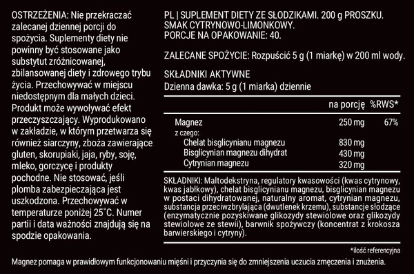 TRIPLE MAGNESIUM - magnez dla sportowców (cytrynowo-limonkowy)