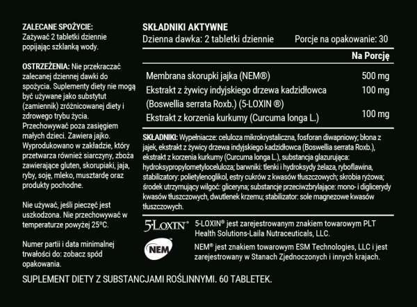 MOTION ARMOUR - tabletki na zdrowe i sprawne stawy dla aktywnych z NEM® i 5-LOXIN®